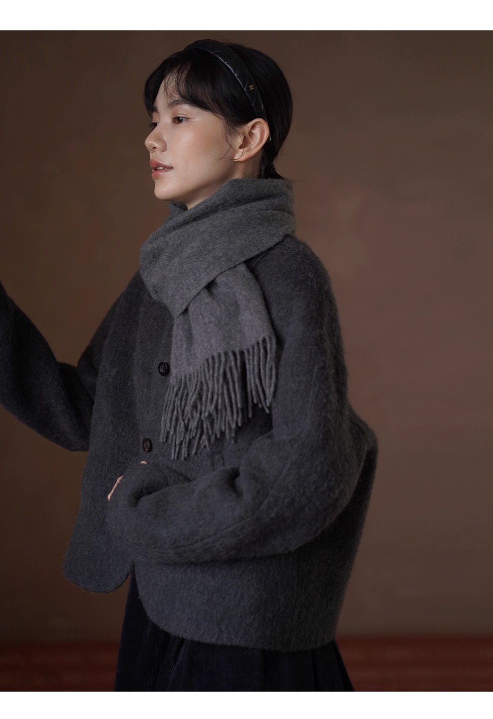 850g羊駝綿羊毛重磅雙面呢絨感寬鬆通勤顯瘦保暖外套女