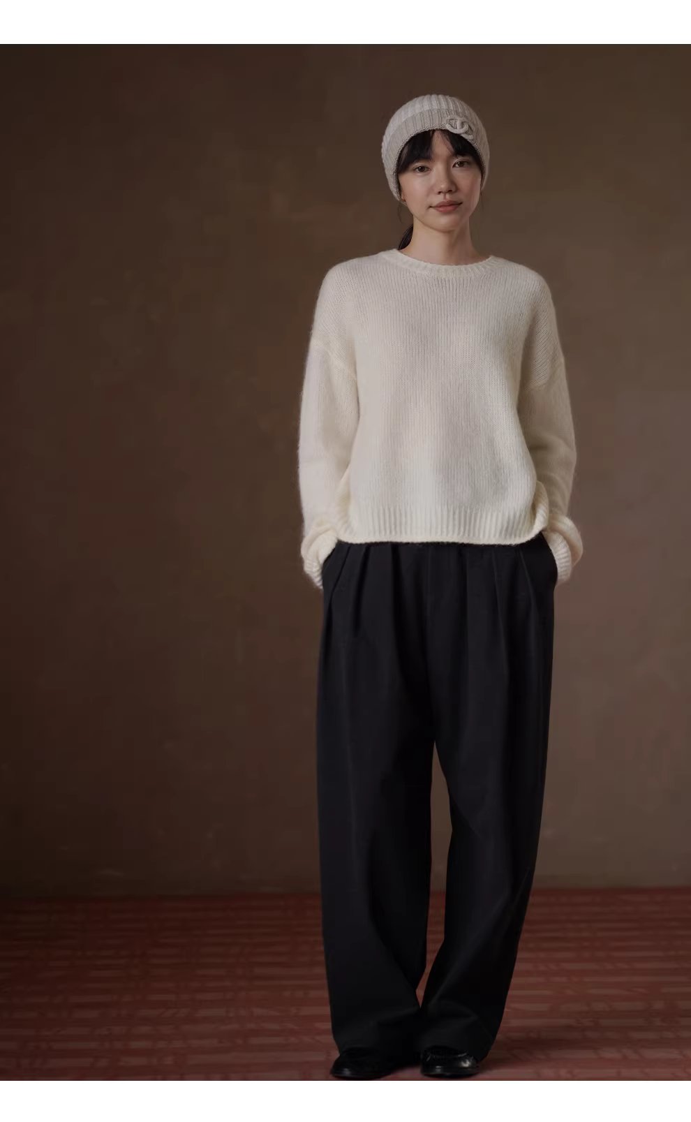 通勤協議毛感呢料寬鬆西裝褲高腰顯瘦直筒不挑人長褲女,通勤協議毛感呢料寬鬆西裝褲高腰顯瘦直筒不挑人長褲女,HBEW3046,通勤協議毛感呢料寬鬆西裝褲高腰顯瘦直筒不挑人長褲女,高腰壓摺,毛呢面料