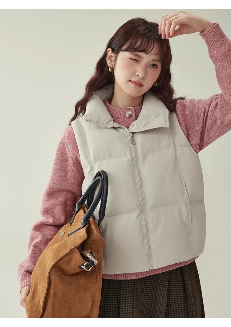 韓系純色無袖拉鍊棉服女冬新款立領馬甲疊穿外套,韓系純色無袖拉鍊棉服女冬新款立領馬甲疊穿外套,HBEW5105,韓系純色無袖拉鍊棉服女冬新款立領馬甲疊穿外套,疊搭造型,保暖舒適