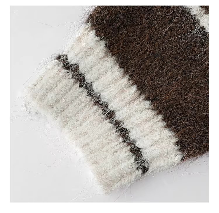 撞色條紋綁帶圓領羊毛毛衣女冬季新款甜美落肩袖上衣,撞色條紋綁帶圓領羊毛毛衣女冬季新款甜美落肩袖上衣,HBEW1155,撞色條紋綁帶圓領羊毛毛衣女冬季新款甜美落肩袖上衣,綁帶衣領,羊毛混紡