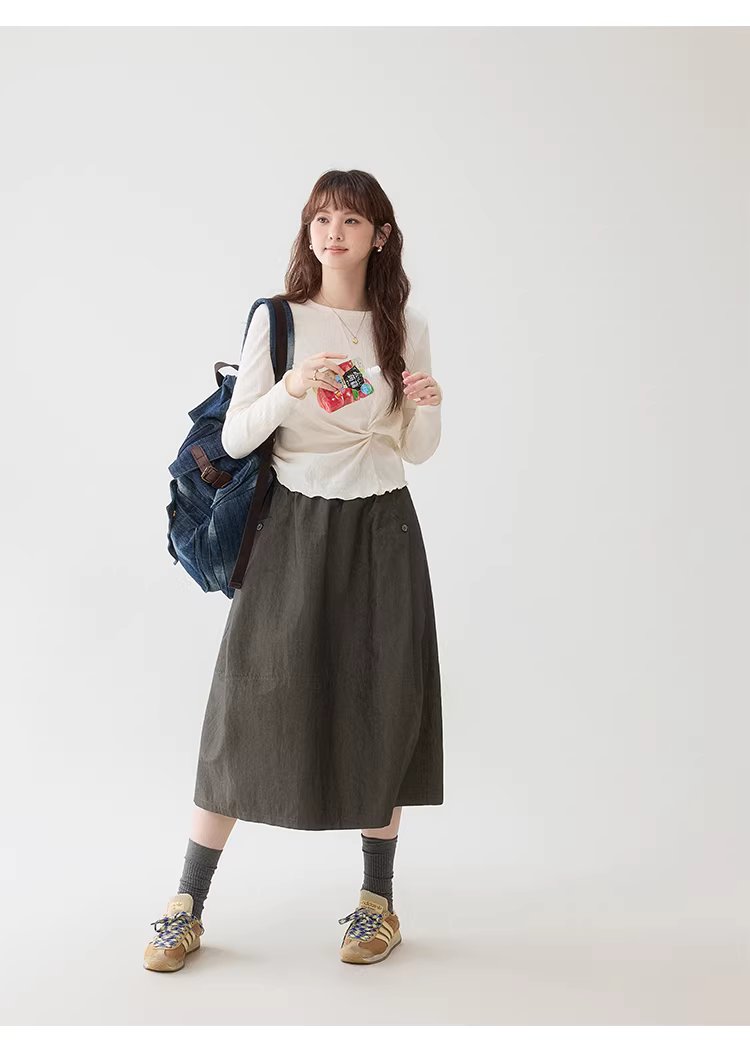 復古蕾絲鬆緊腰口袋半身裙女春季新款百搭A字中長裙,復古蕾絲鬆緊腰口袋半身裙女春季新款百搭A字中長裙,HBFS2002,復古蕾絲鬆緊腰口袋半身裙女春季新款百搭A字中長裙,荷葉邊,舒適面料