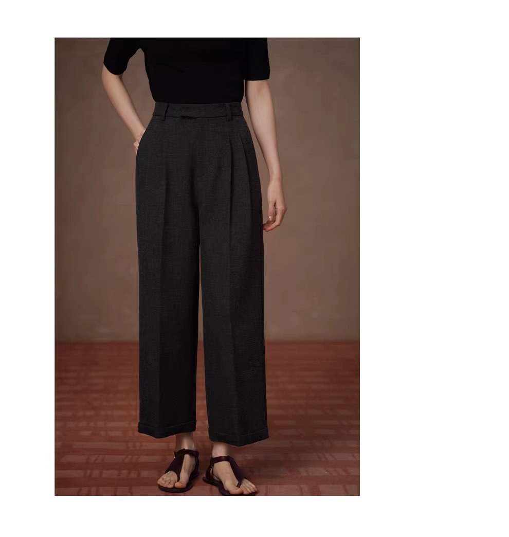 靜奢通勤訂製花灰肌理顯瘦高腰利落直筒折邊西裝長褲女,靜奢通勤訂製花灰肌理顯瘦高腰利落直筒折邊西裝長褲女,HBFS3001,靜奢通勤訂製花灰肌理顯瘦高腰利落直筒折邊西裝長褲女,壓褶收腰,花灰面料