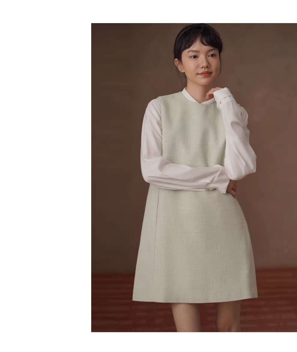 簡約且獨特編織小香肌理圓領直筒顯瘦疊穿背心洋裝女,簡約且獨特編織小香肌理圓領直筒顯瘦疊穿背心洋裝女,HBFS7005,簡約且獨特編織小香肌理圓領直筒顯瘦疊穿背心洋裝女,直筒修身,百搭實穿