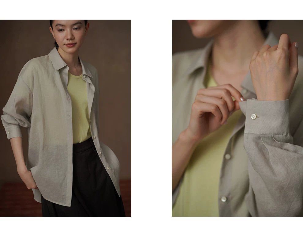 輕柔撫摸苧麻萊賽爾輕薄透氣寬鬆顯瘦通勤長袖落肩襯衫,輕柔撫摸苧麻萊賽爾輕薄透氣寬鬆顯瘦通勤長袖落肩襯衫,HBFS1021,輕柔撫摸苧麻萊賽爾輕薄透氣寬鬆顯瘦通勤長袖落肩襯衫,清爽透氣,硬挺不軟塌