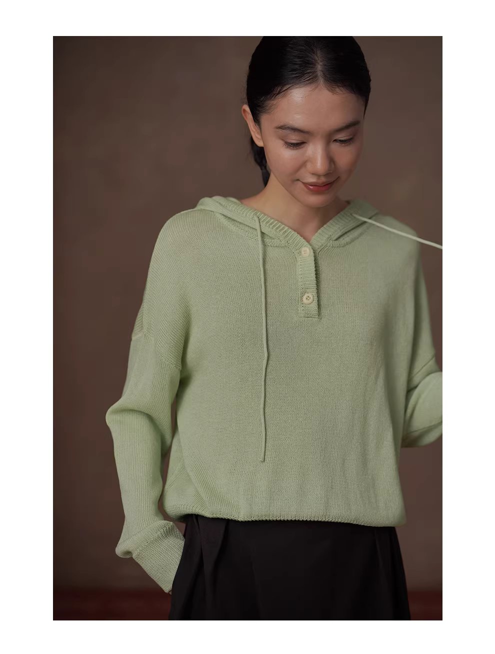 復古甜心顯白調色顯瘦寬鬆連帽萊賽爾亞麻涼感針織上衣,復古甜心顯白調色顯瘦寬鬆連帽萊賽爾亞麻涼感針織上衣,HBFS1023,復古甜心顯白調色顯瘦寬鬆連帽萊賽爾亞麻涼感針織上衣,勾織細膩,落肩微寬