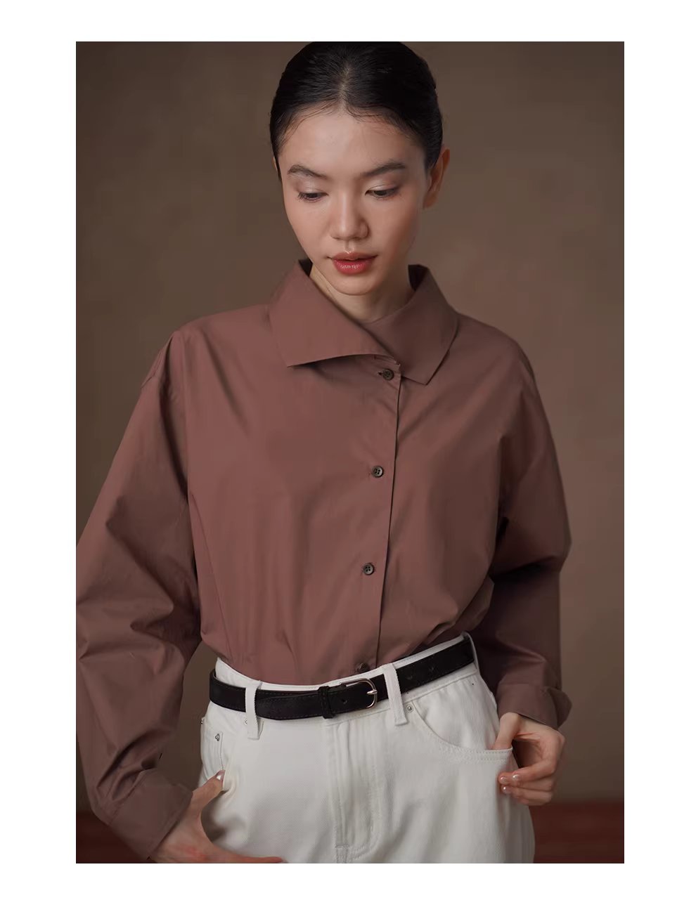 突破基礎大翻領復古寬鬆顯瘦襯衫挺括透氣100棉通勤外套,突破基礎大翻領復古寬鬆顯瘦襯衫挺括透氣100棉通勤外套,HBFS5003,突破基礎大翻領復古寬鬆顯瘦襯衫挺括透氣100棉通勤外套,純棉親膚,版型舒適