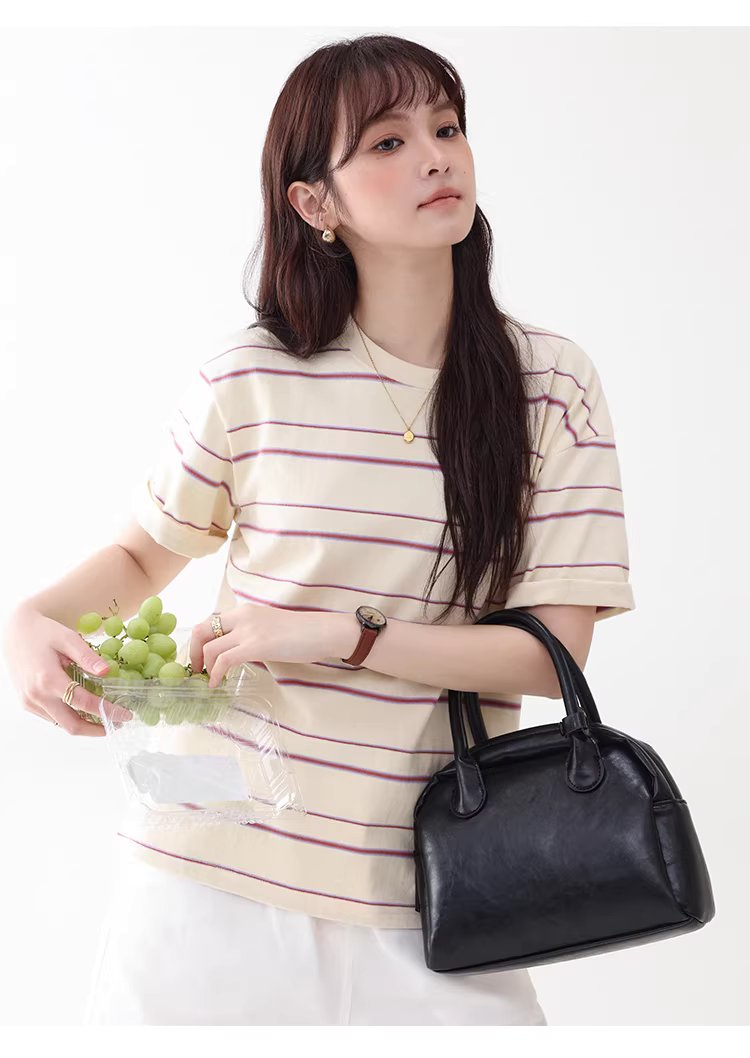 多巴胺撞色條紋落肩短袖T恤女夏季新款甜美圓領上衣,多巴胺撞色條紋落肩短袖T恤女夏季新款甜美圓領上衣,HBFS1050,多巴胺撞色條紋落肩短袖T恤女夏季新款甜美圓領上衣,撞色橫紋,舒適面料