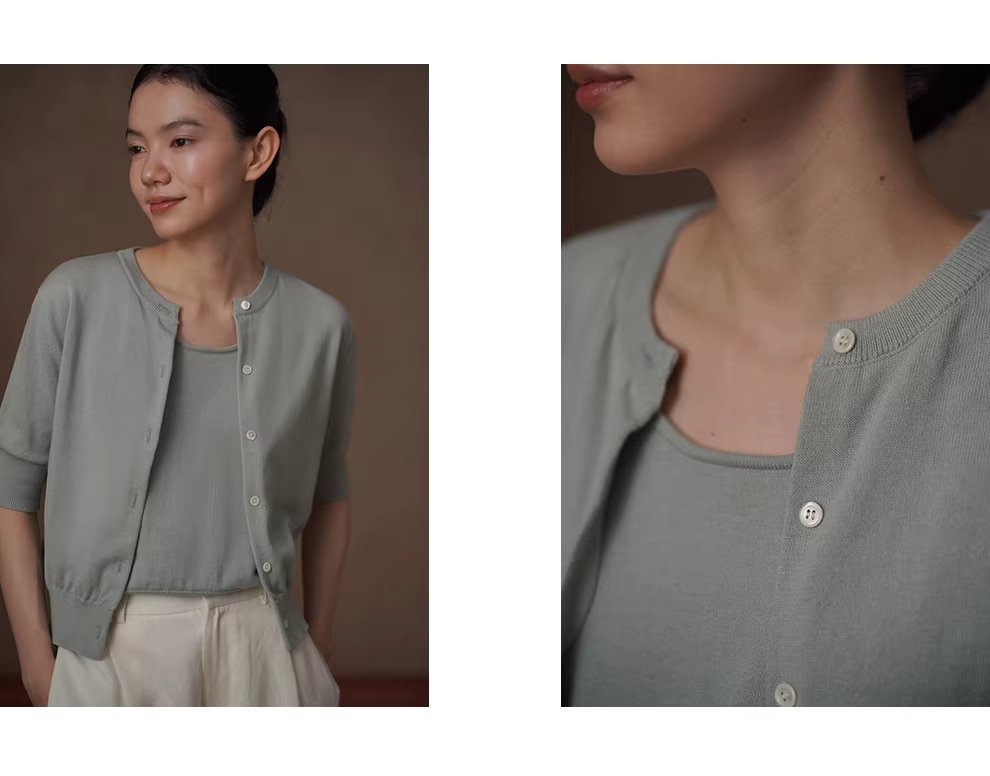 明朗輕鹽系100棉針織寬鬆顯瘦開襟衫背心休閒減齡兩件女,明朗輕鹽系100棉針織寬鬆顯瘦開襟衫背心休閒減齡兩件女,HBFS1057,明朗輕鹽系100棉針織寬鬆顯瘦開襟衫背心休閒減齡兩件女,鹽系穿搭,全棉面料