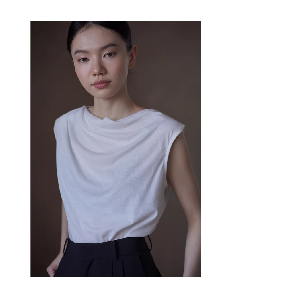 法式浪漫蕩領設計透氣薄款簡約氣質通勤無袖顯瘦上衣女,法式浪漫蕩領設計透氣薄款簡約氣質通勤無袖顯瘦上衣女,HBFS1061,法式浪漫蕩領設計透氣薄款簡約氣質通勤無袖顯瘦上衣女,蕩領設計,不規則造型