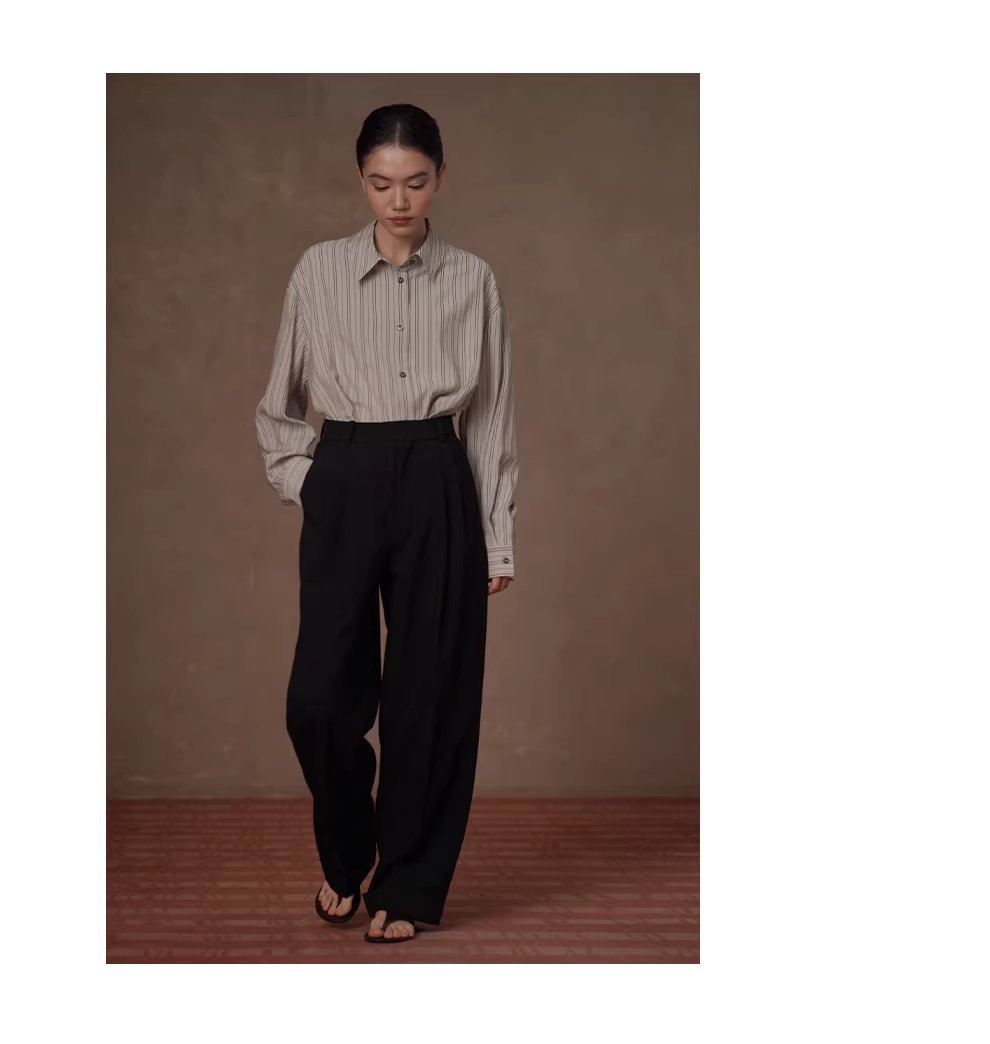 清冷淡人氛圍透氣品質色織條紋寬鬆垂感顯瘦長袖襯衫女,清冷淡人氛圍透氣品質色織條紋寬鬆垂感顯瘦長袖襯衫女,HBFS1064,清冷淡人氛圍透氣品質色織條紋寬鬆垂感顯瘦長袖襯衫女,挺版抗皺,寬鬆落肩