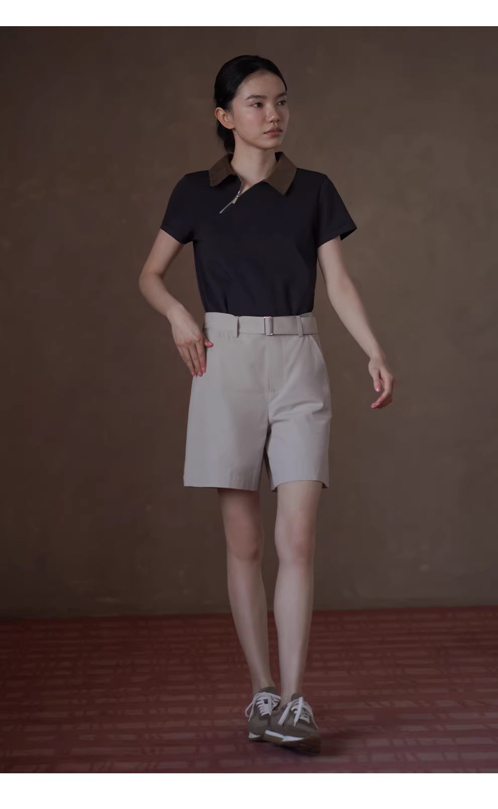 打破常規小眾設計感上衣撞色Polo領拉鍊斜門襟短袖T恤女,打破常規小眾設計感上衣撞色Polo領拉鍊斜門襟短袖T恤女,HBFS1071,打破常規小眾設計感上衣撞色Polo領拉鍊斜門襟短袖T恤女,撞色翻領,斜襟設計