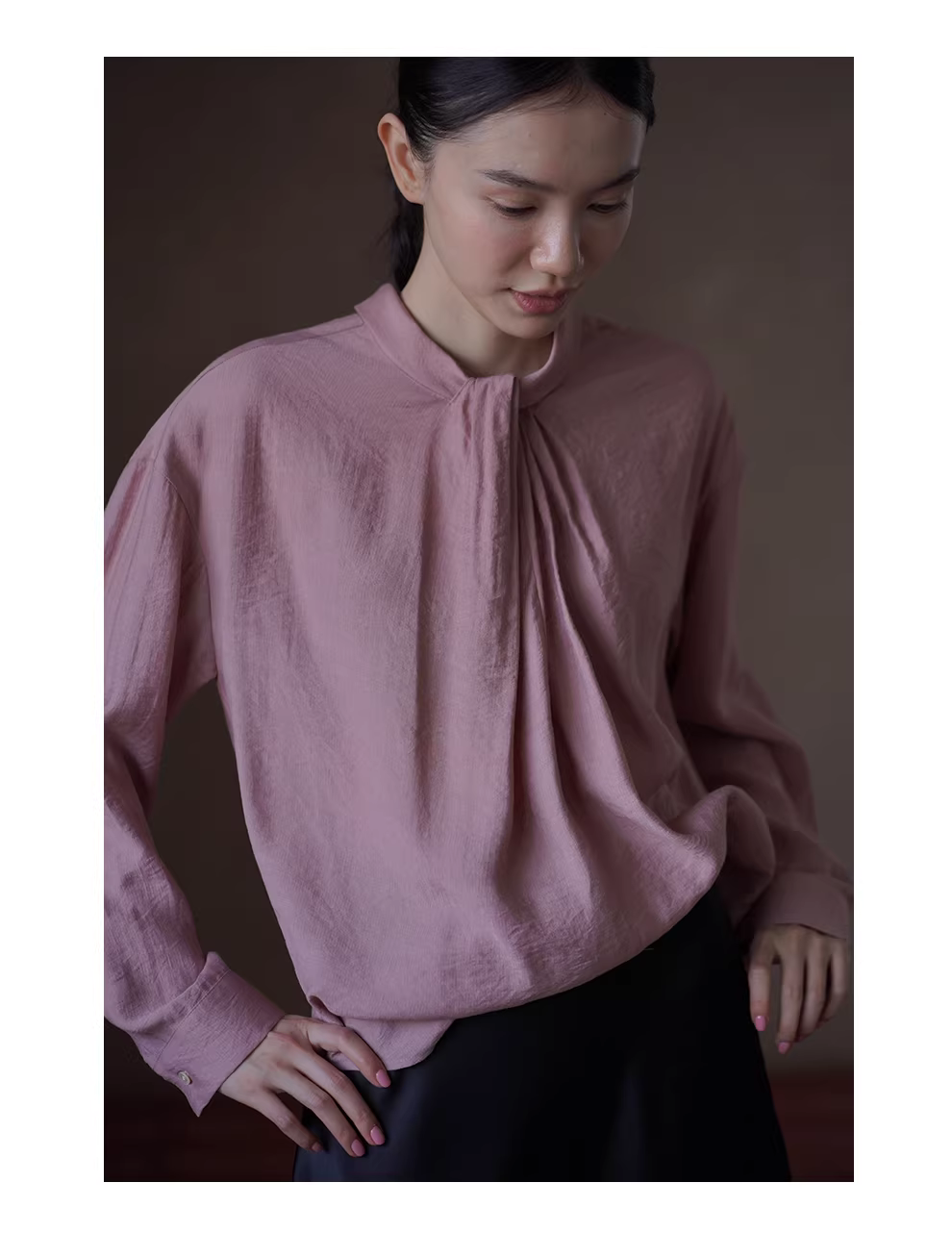 玫瑰星河顯白氣質通勤長袖襯衫扭結領口寬鬆顯瘦上衣女,玫瑰星河顯白氣質通勤長袖襯衫扭結領口寬鬆顯瘦上衣女,HBFS1074,玫瑰星河顯白氣質通勤長袖襯衫扭結領口寬鬆顯瘦上衣女,霧面柔光,寬鬆落肩