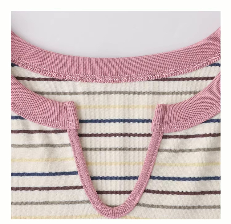 撞色圓V領彩色條紋T恤女26夏季新款減齡短袖上衣,撞色圓V領彩色條紋T恤女26夏季新款減齡短袖上衣,HBFS1082,撞色圓V領彩色條紋T恤女26夏季新款減齡短袖上衣,撞色橫紋,舒適面料