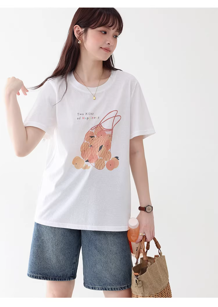 時尚塗鴉印花白色短袖T恤女夏新款寬鬆顯瘦圓領上衣,時尚塗鴉印花白色短袖T恤女夏新款寬鬆顯瘦圓領上衣,HBFS1083,時尚塗鴉印花白色短袖T恤女夏新款寬鬆顯瘦圓領上衣,童趣印花,百搭實穿