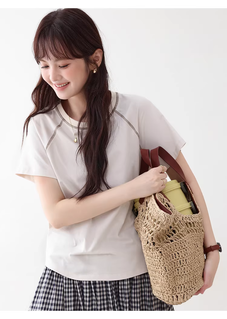 日系反線插肩袖T恤女26夏季新款通勤寬鬆上衣,日系反線插肩袖T恤女26夏季新款通勤寬鬆上衣,HBFS1087,日系反線插肩袖T恤女26夏季新款通勤寬鬆上衣,插肩袖,寬鬆舒適