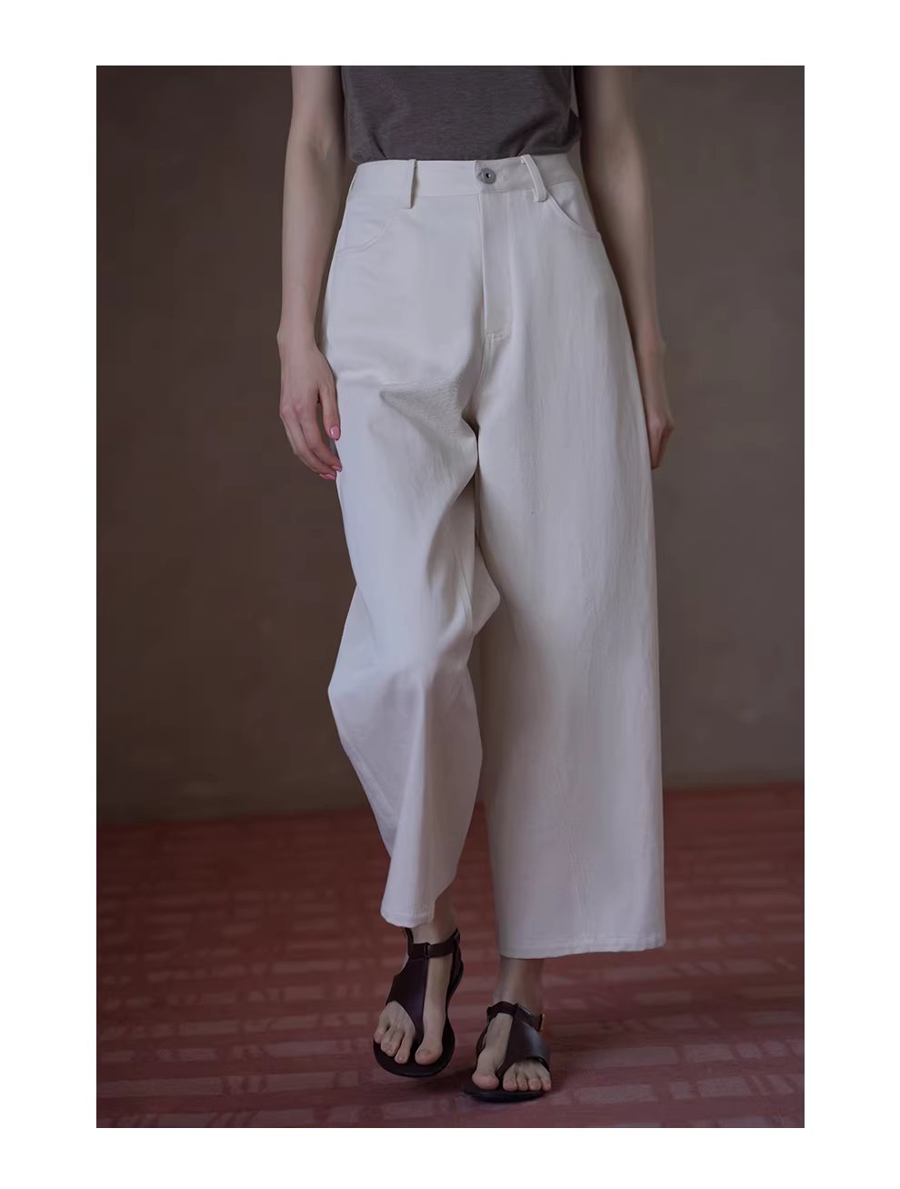 回暖春日高支棉麻混紡斜紋肌理高腰直筒顯瘦八分褲子女,回暖春日高支棉麻混紡斜紋肌理高腰直筒顯瘦八分褲子女,HBFS3020,回暖春日高支棉麻混紡斜紋肌理高腰直筒顯瘦八分褲子女,混紡細膩,舒適挺版