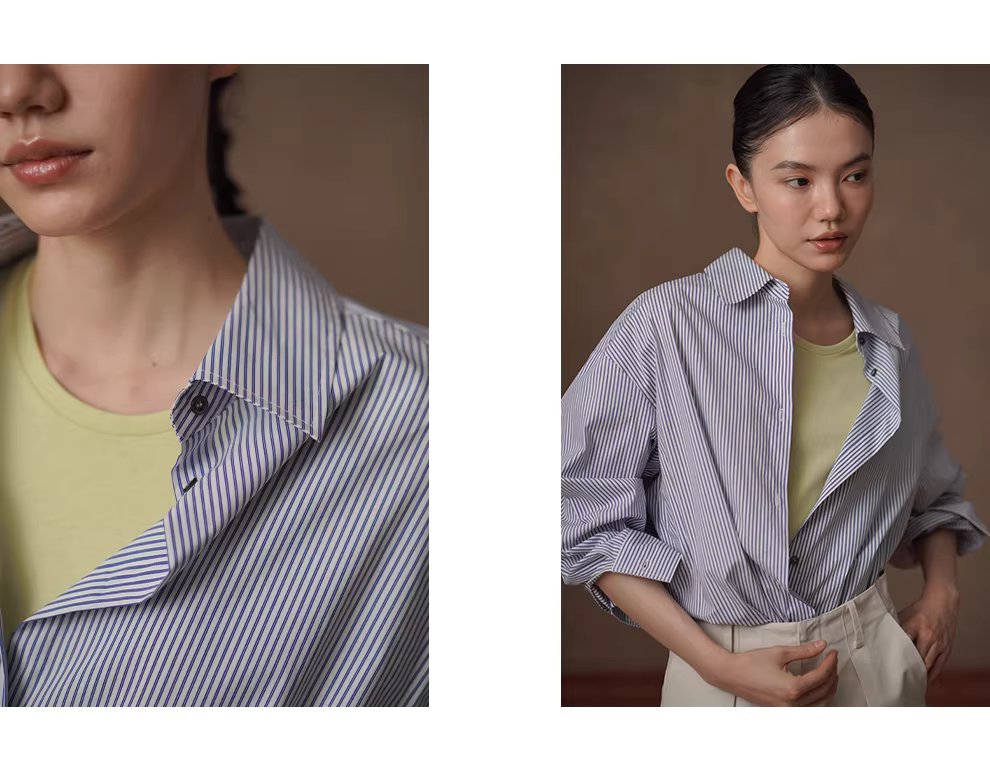 清新法式藍白條紋親膚棉感通勤寬鬆顯瘦疊穿翻領襯衫女,清新法式藍白條紋親膚棉感通勤寬鬆顯瘦疊穿翻領襯衫女,HBFS1093,清新法式藍白條紋親膚棉感通勤寬鬆顯瘦疊穿翻領襯衫女,親敷不易皺,版型俐落