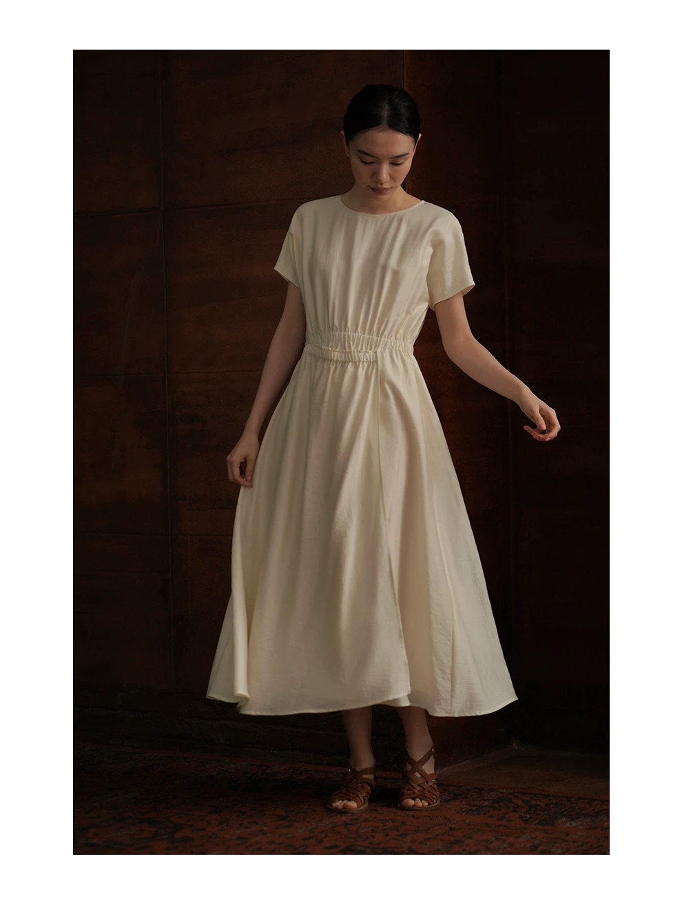 柔月光設計感纏繞式層次感鬆緊高腰圓領顯瘦洋裝女,柔月光設計感纏繞式層次感鬆緊高腰圓領顯瘦洋裝女,HBFS7044,柔月光設計感纏繞式層次感鬆緊高腰圓領顯瘦洋裝女,天絲涼感,腰腹鬆緊