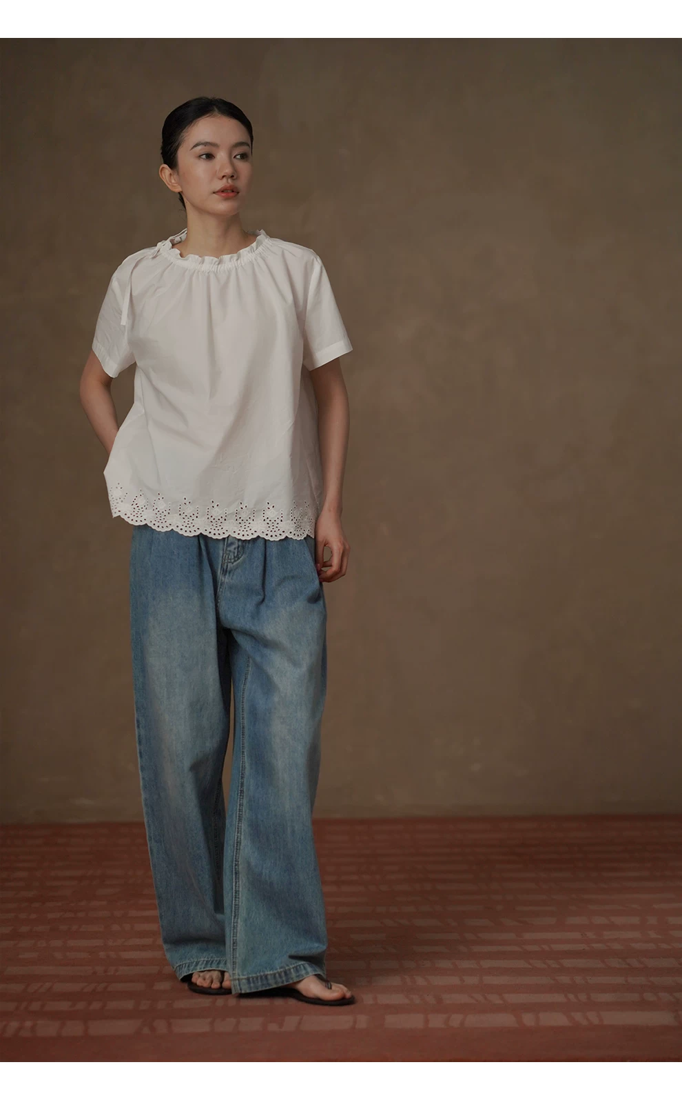 訂製法式刺繡下擺100棉抽繩繫帶領口多穿寬鬆短袖襯衫女,訂製法式刺繡下擺100棉抽繩繫帶領口多穿寬鬆短袖襯衫女,HBFS1096,訂製法式刺繡下擺100棉抽繩繫帶領口多穿寬鬆短袖襯衫女,純棉舒適,法式慵懶