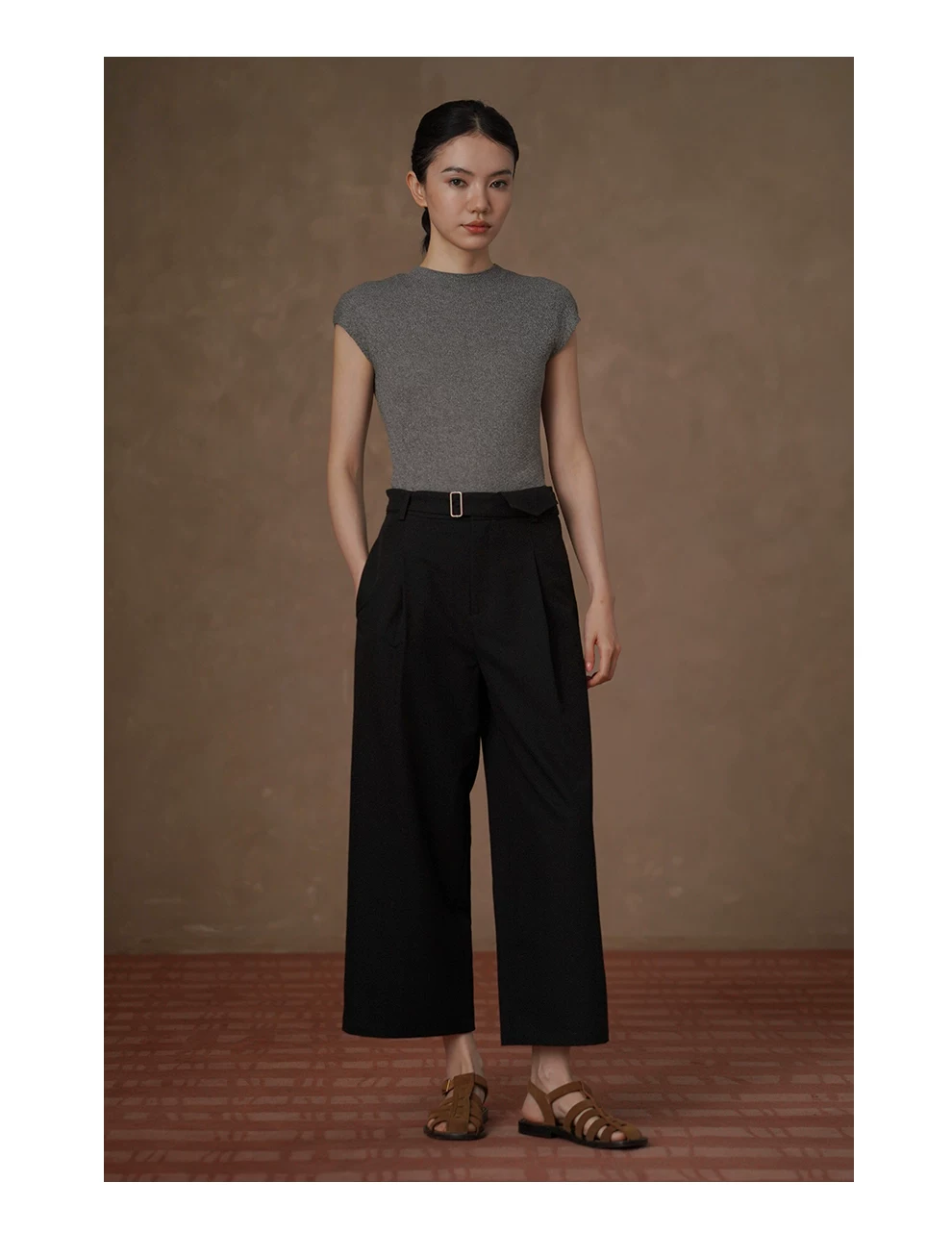 顯瘦亟需不挑人俐落簡約寬鬆高腰袋蓋通勤八分寬褲女,顯瘦亟需不挑人俐落簡約寬鬆高腰袋蓋通勤八分寬褲女,HBFS3025,顯瘦亟需不挑人俐落簡約寬鬆高腰袋蓋通勤八分寬褲女,親膚耐洗,調節腰圍