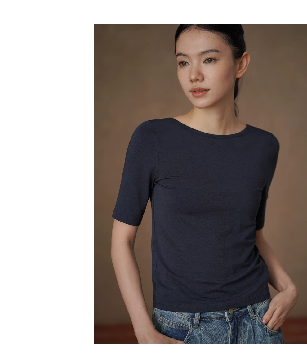 芭蕾練習室兩面穿U領氣質T卹彈性透氣中袖顯瘦通勤上衣,芭蕾練習室兩面穿U領氣質T卹彈性透氣中袖顯瘦通勤上衣,HBFS1103,芭蕾練習室兩面穿U領氣質T卹彈性透氣中袖顯瘦通勤上衣,柔軟透氣,日常顯瘦