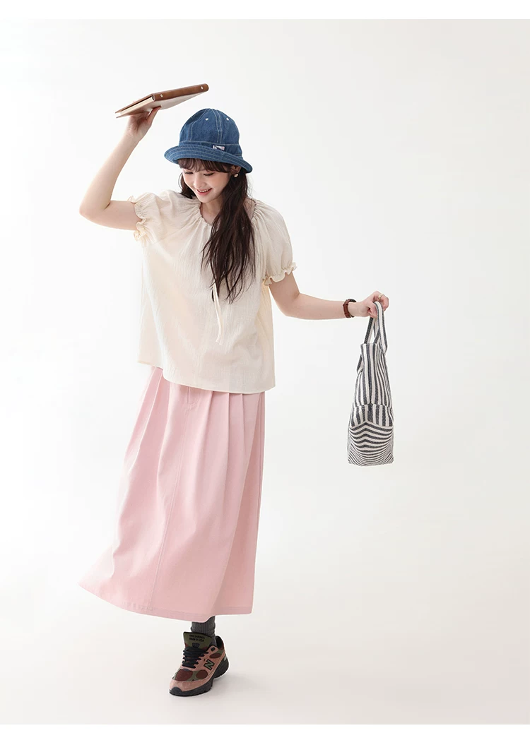 粉紅色中高腰壓褶牛仔半身裙女夏季新款純棉中長裙,粉紅色中高腰壓褶牛仔半身裙女夏季新款純棉中長裙,HBFS2020,粉紅色中高腰壓褶牛仔半身裙女夏季新款純棉中長裙,高腰壓摺,全棉面料