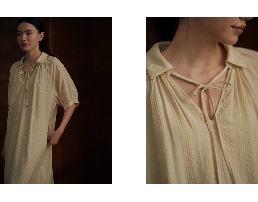 透氣親膚立體泡泡肌理細條紋寬鬆繫帶V領直筒顯瘦洋裝,透氣親膚立體泡泡肌理細條紋寬鬆繫帶V領直筒顯瘦洋裝,HBFS7050,透氣親膚立體泡泡肌理細條紋寬鬆繫帶V領直筒顯瘦洋裝,泡泡紋理,版型修飾