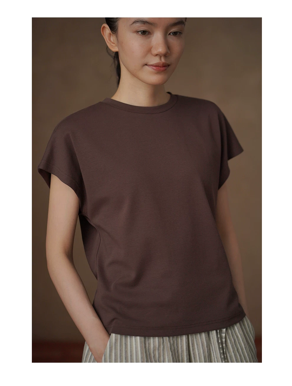 簡約立體顯瘦連肩袖小圓領棉感鬆弛通勤T恤微寬鬆上衣女,簡約立體顯瘦連肩袖小圓領棉感鬆弛通勤T恤微寬鬆上衣女,HBFS1191,簡約立體顯瘦連肩袖小圓領棉感鬆弛通勤T恤微寬鬆上衣女,連肩設計,版型顯瘦