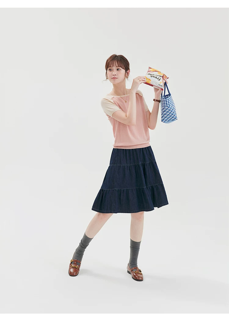 撞色拼接插肩袖針織衫女夏新款溫柔減齡寬鬆上衣,撞色拼接插肩袖針織衫女夏新款溫柔減齡寬鬆上衣,HBFS1280,撞色拼接插肩袖針織衫女夏新款溫柔減齡寬鬆上衣,撞色拼接,薄款針織