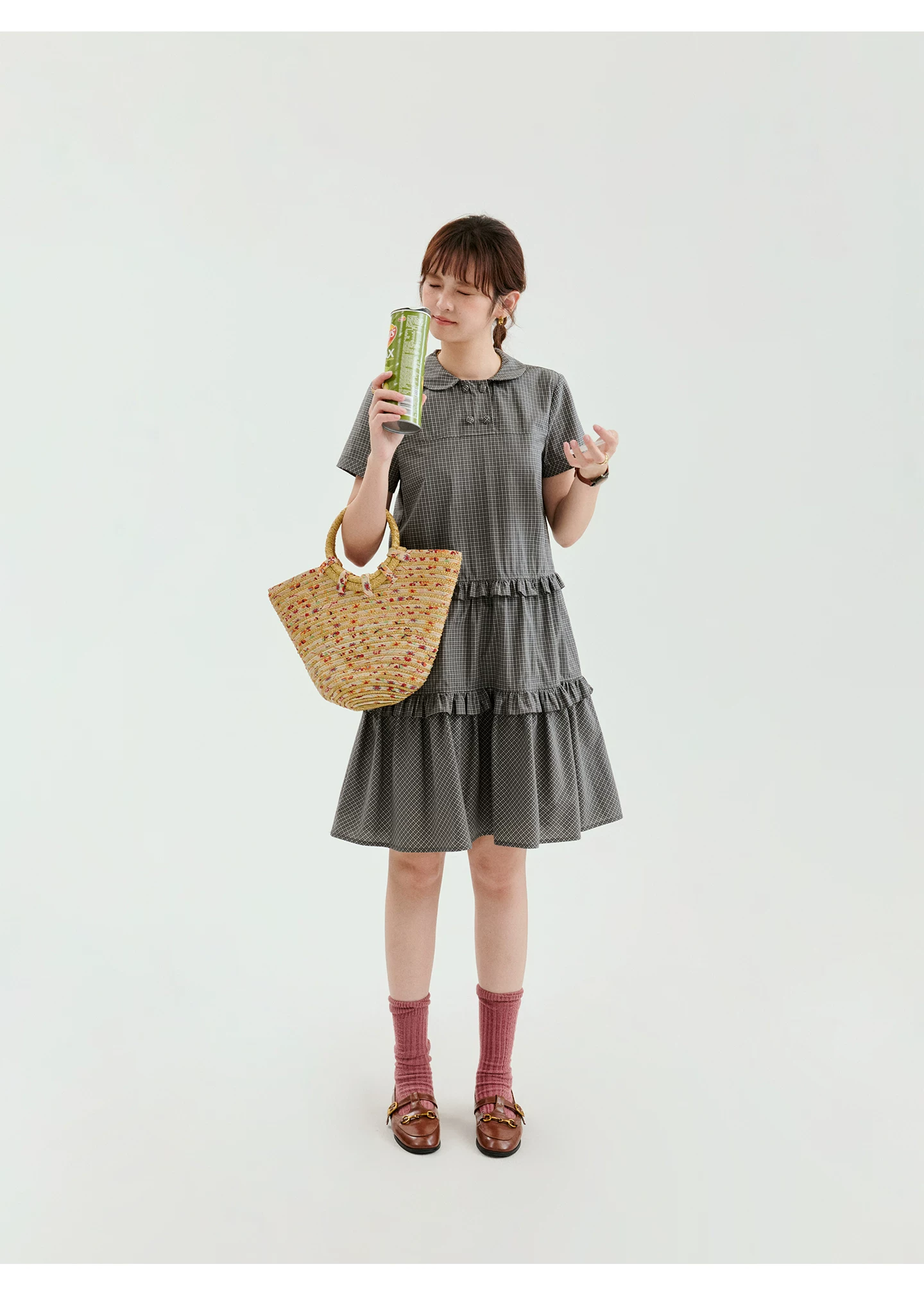 日系格紋娃娃領純棉洋裝女夏季新款花邊短裙子,日系格紋娃娃領純棉洋裝女夏季新款花邊短裙子,HBFS7175,日系格紋娃娃領純棉洋裝女夏季新款花邊短裙子,娃娃領,全棉面料