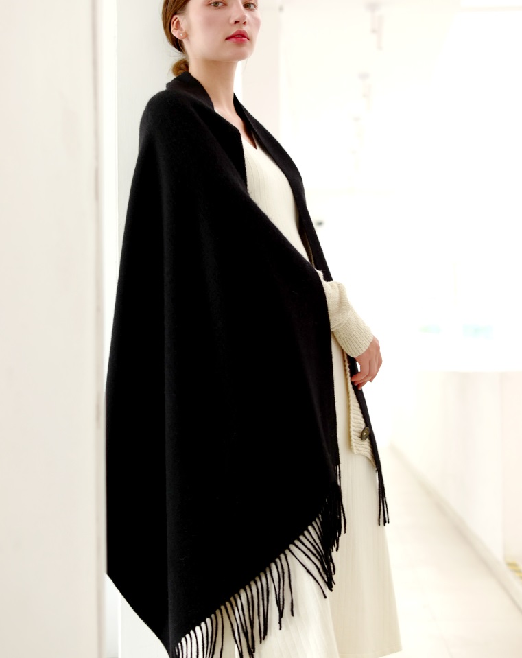 100%羊毛加寬純色百搭圍巾