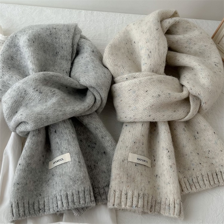 獨特色系~100%純羊毛圍巾韓版可愛男女情侶款冬季保暖圍脖