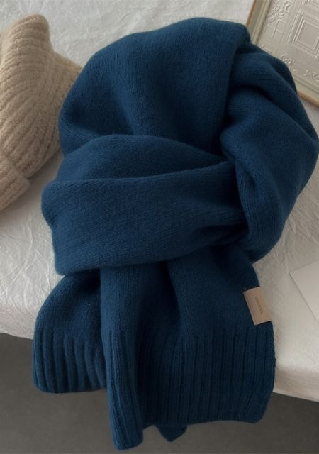 100%純羊毛圍巾~精選澳洲羊毛加厚加大保暖針織圍巾百搭男女圍脖