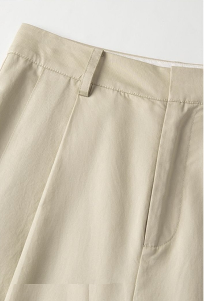 重工水洗100%棉實穿奶酷休閒褲寬鬆直筒高腰簡約顯瘦長褲