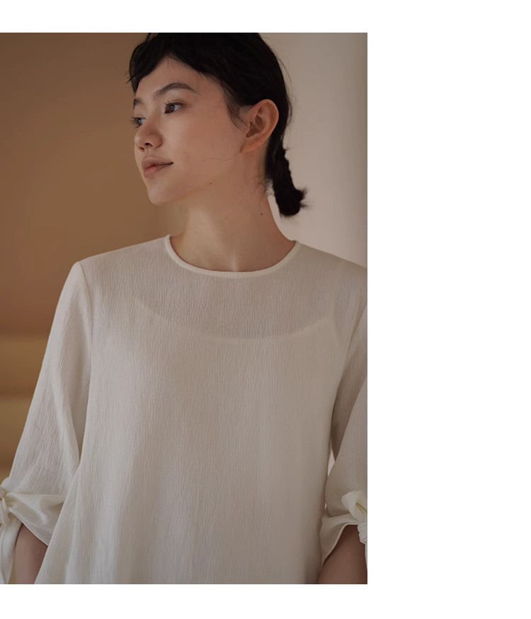 夏夜晚風溫柔洋裝網格肌理織造寬鬆顯瘦繫帶袖口裙子