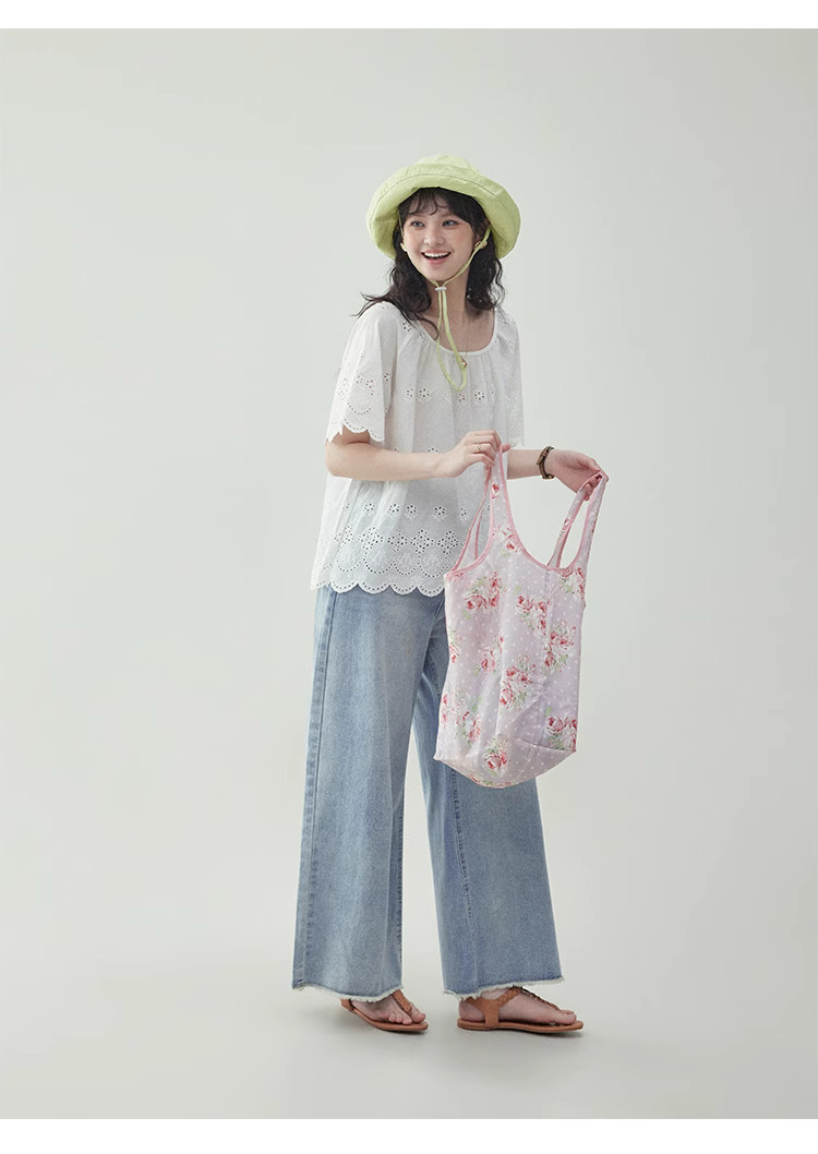 法式鏤空花邊純棉白襯衫女夏季新款寬鬆短袖上衣