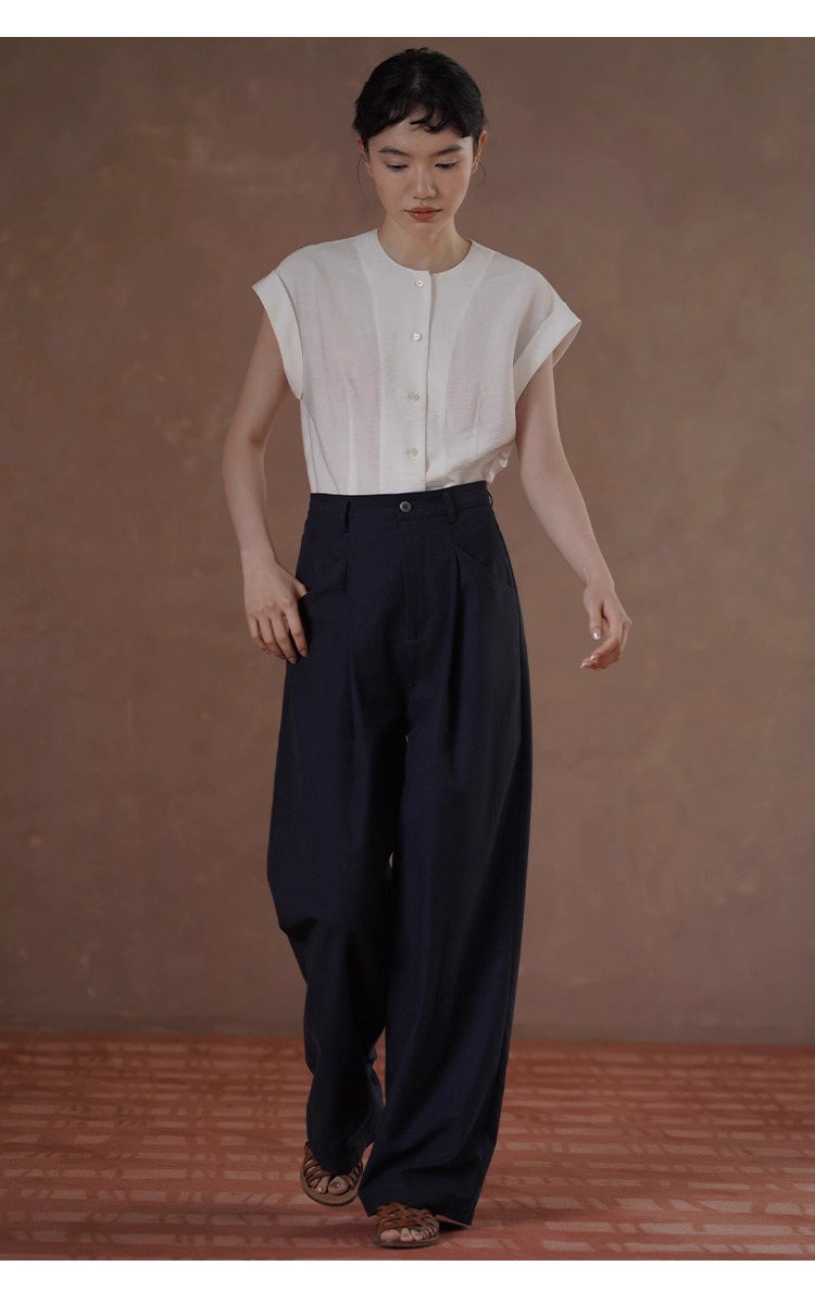 都會通勤女小眾設計長褲顯瘦高腰雙分割寬鬆紗卡寬腿褲,都會通勤女小眾設計長褲顯瘦高腰雙分割寬鬆紗卡寬腿褲,HBES3097,都會通勤女小眾設計長褲顯瘦高腰雙分割寬鬆紗卡寬腿褲,高腰壓摺,天絲混紡