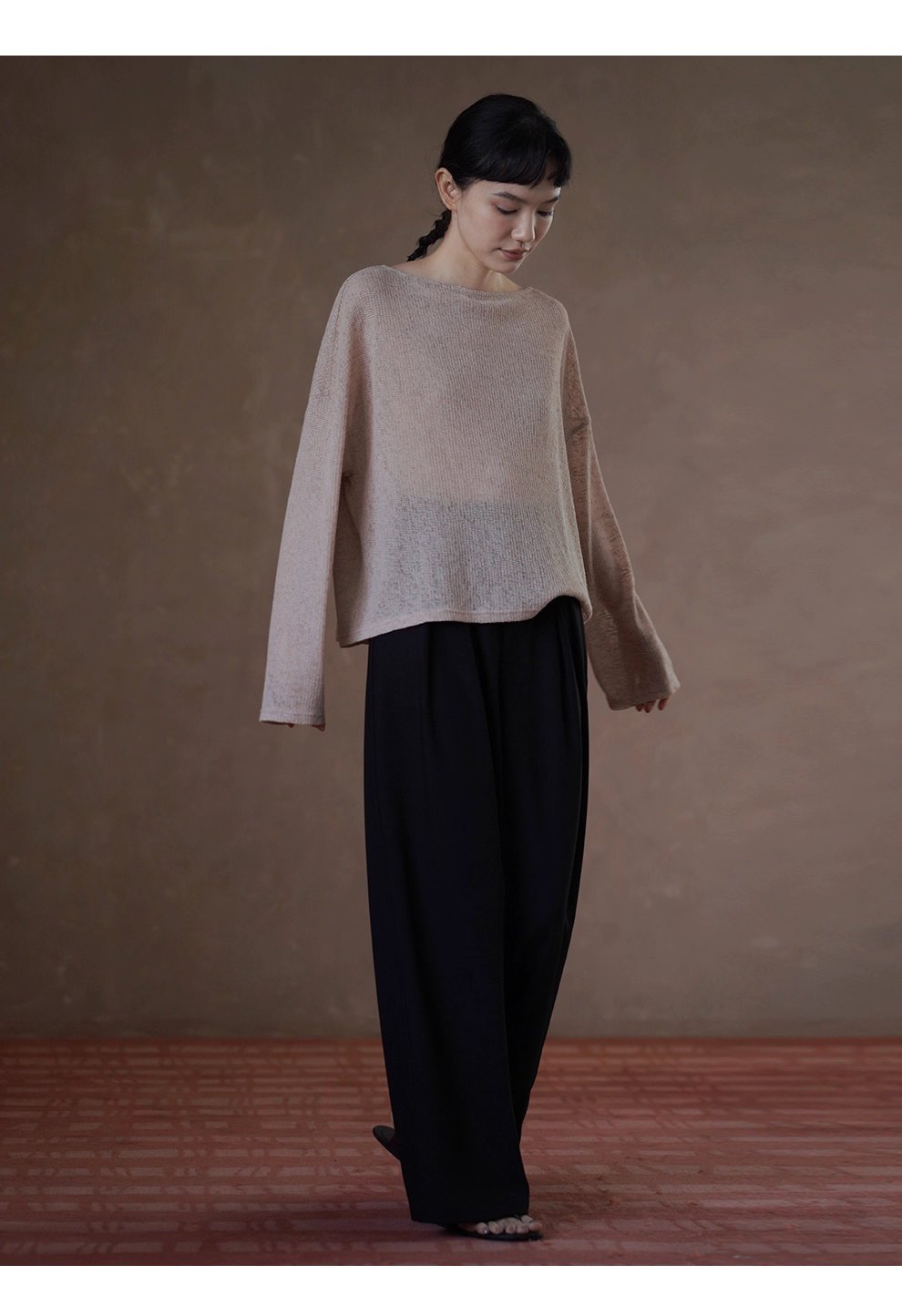 利落職場顯瘦高腰不對稱日字袢設計寬鬆顯瘦長褲女