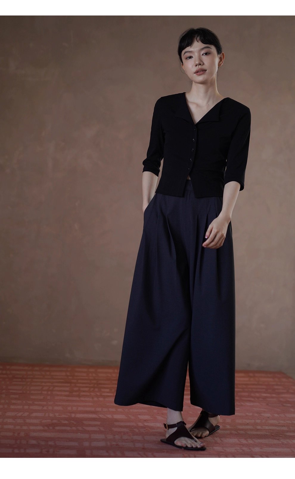 無痛顯瘦神褲綿羊毛萊賽爾混紡爽垂A字闊腿遮肉通勤長褲