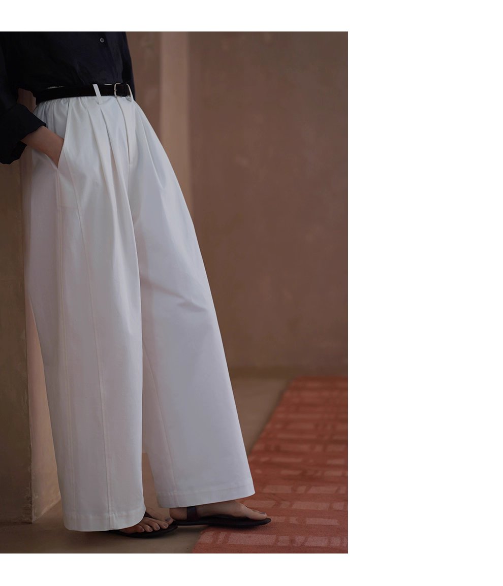 跨季節實用基礎單品分割顯瘦俐落寬鬆版型高腰寬長褲