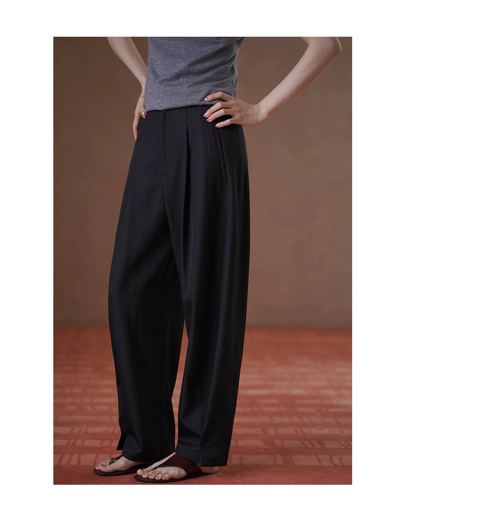 晨會通勤西裝褲垂順顯瘦可調腳口設計通勤闊腿長褲女