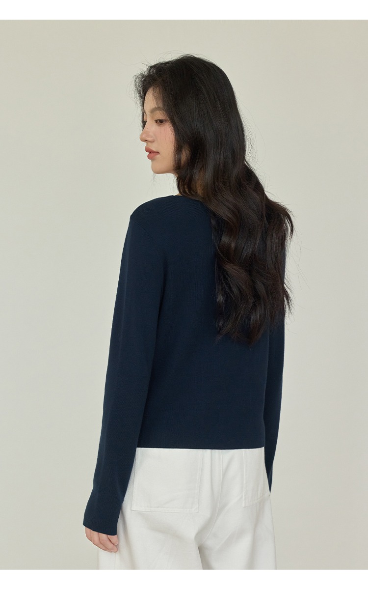 大尺碼假兩件綁帶針織衫上衣長袖打底衫