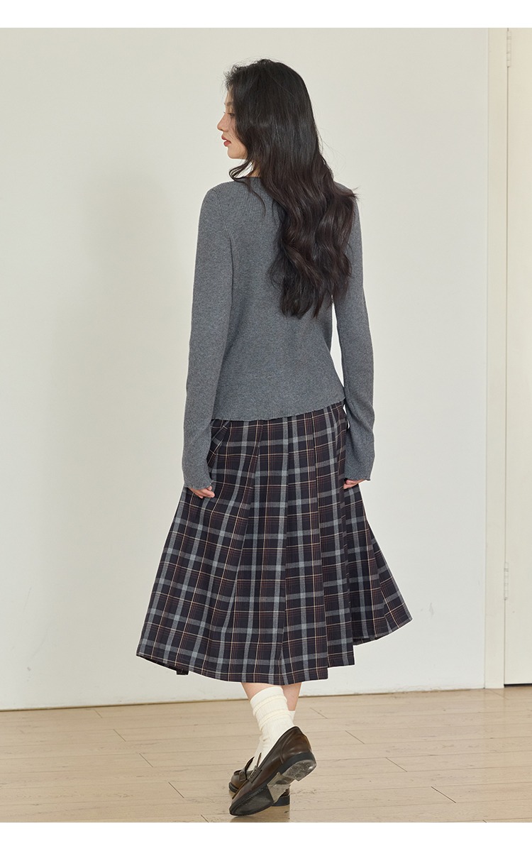 大尺碼灰色針織衫女假兩件上衣秋季穿搭胖mm正肩上衣