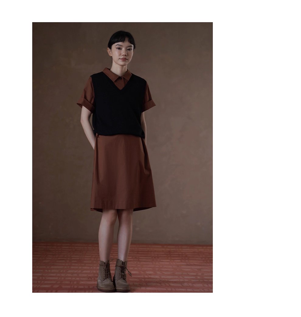 奶柿西達襯衫裙100棉挺括寬鬆顯瘦Polo短袖小個子洋裝