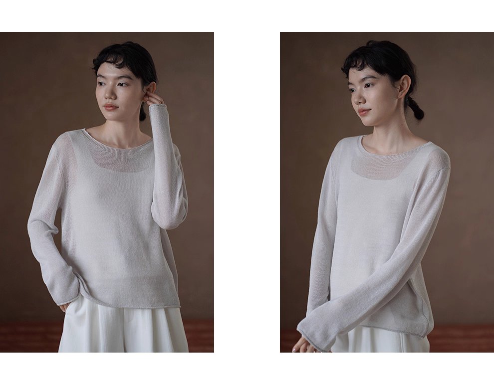 薄霧慵懶編織感元寶針織罩衫一字領寬鬆顯瘦長袖上衣女
