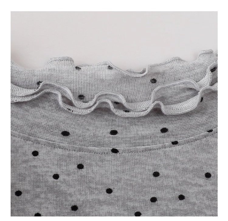 韓系密邊領波點長袖T恤女秋季新款內搭寬鬆上衣