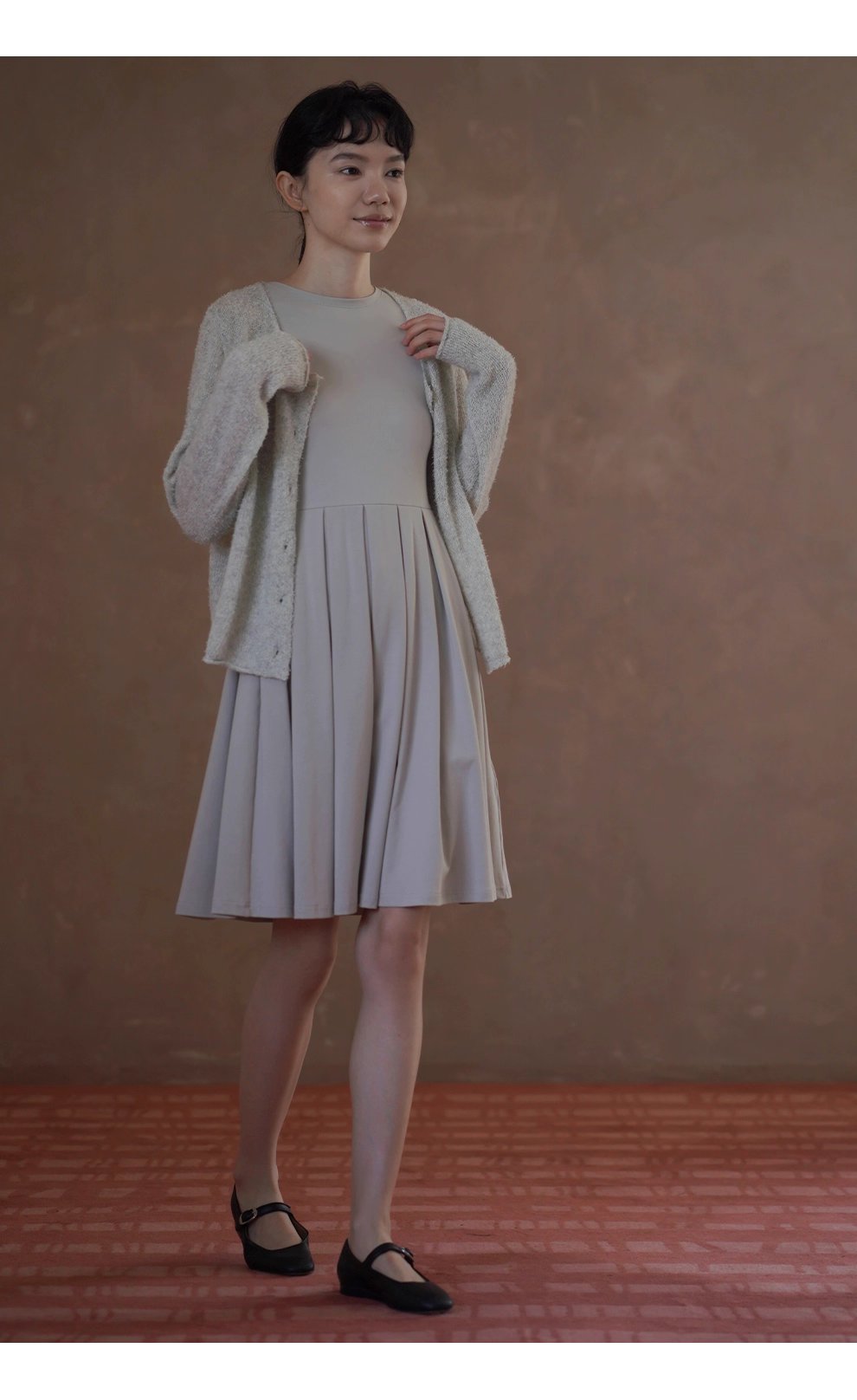 精巧小銀魚針織重磅綿羊毛桑蠶絲混紡捲邊通勤毛衣外套