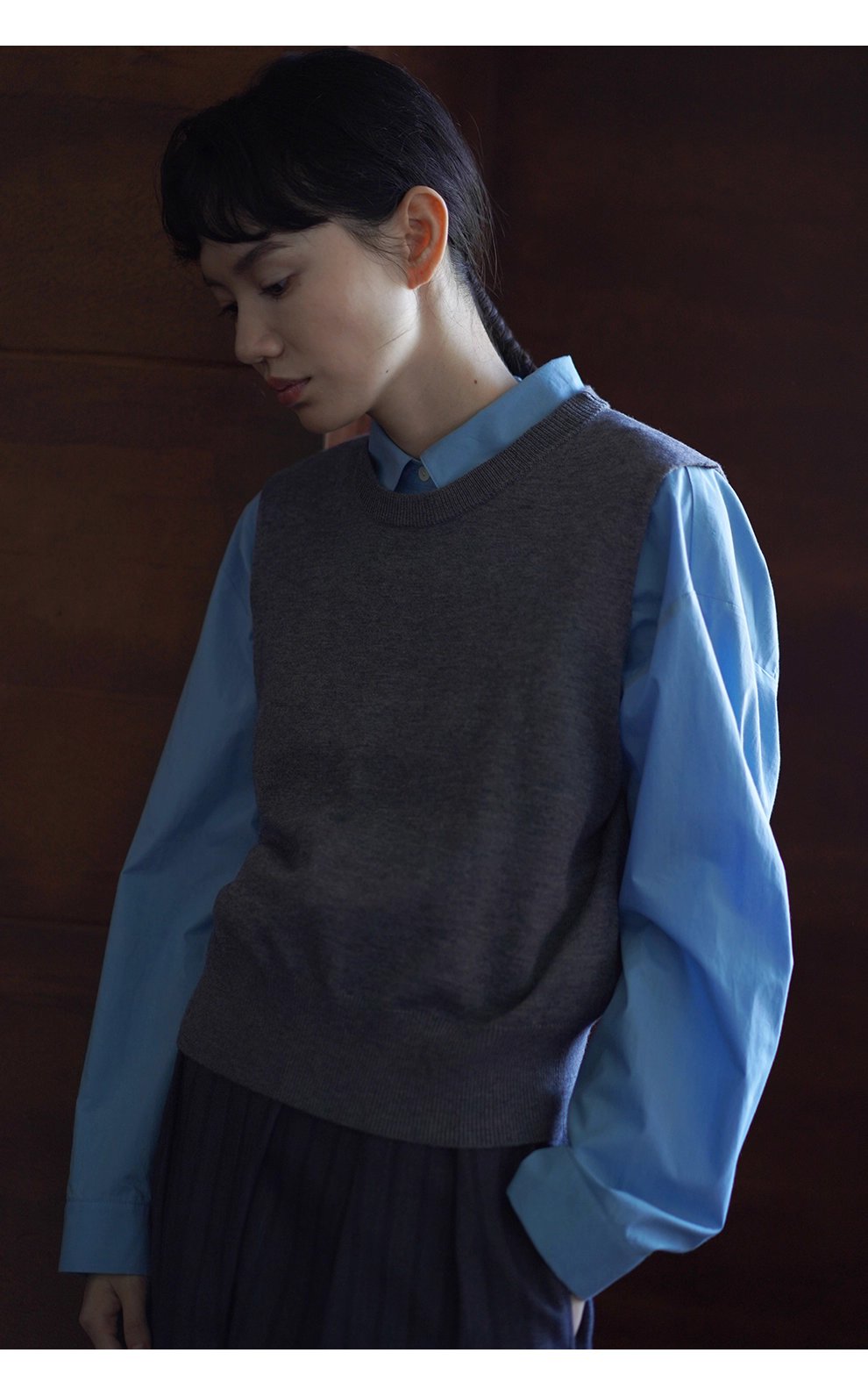 秋冬不可或缺時髦老錢圓領羊毛混紡百搭針織背心女