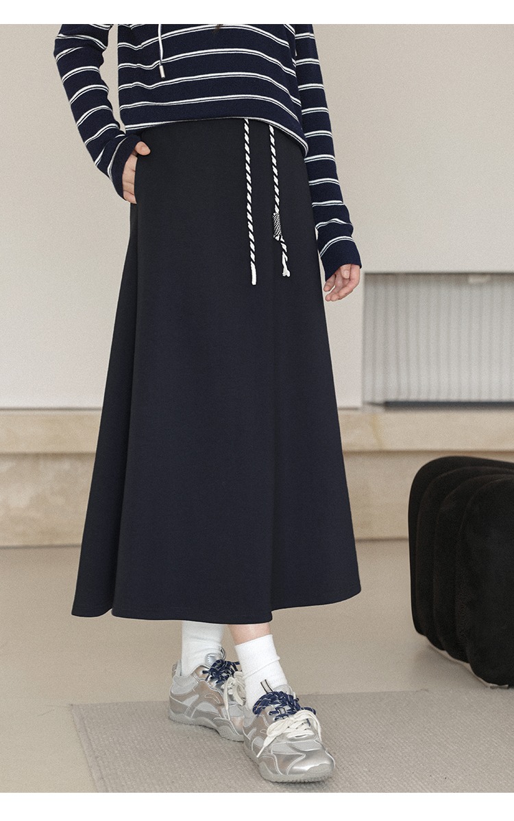 大碼胖mm高腰休閒A字半身裙長款