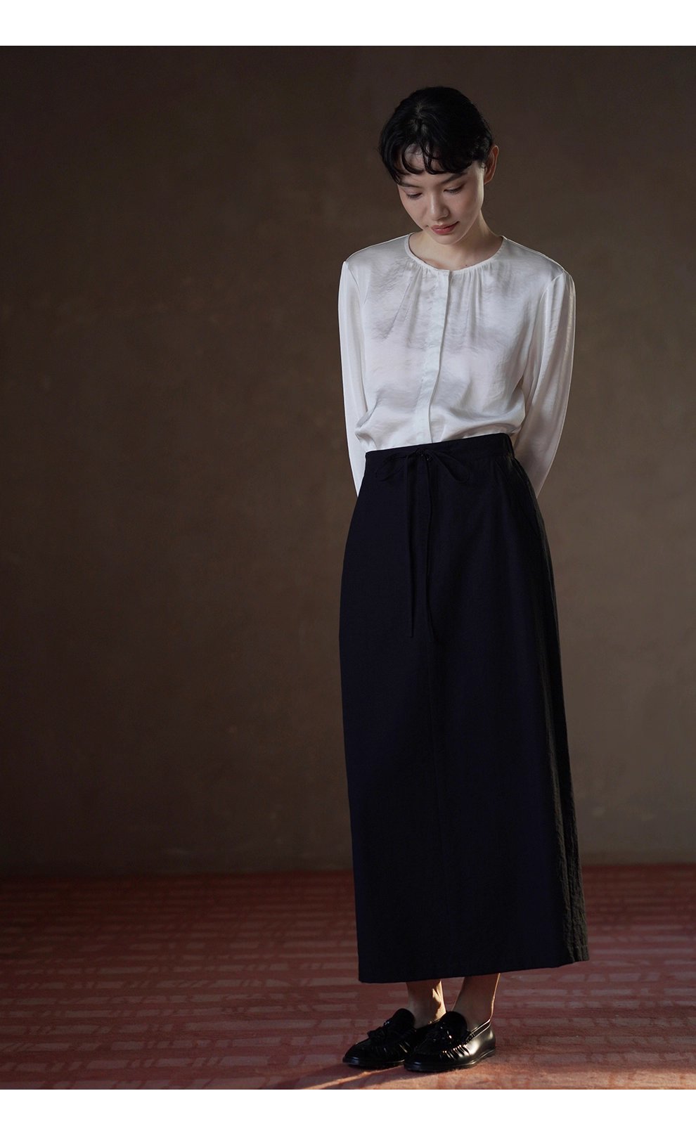 不出錯都會通勤基本款半身裙繫帶顯瘦H型直筒高腰裙女